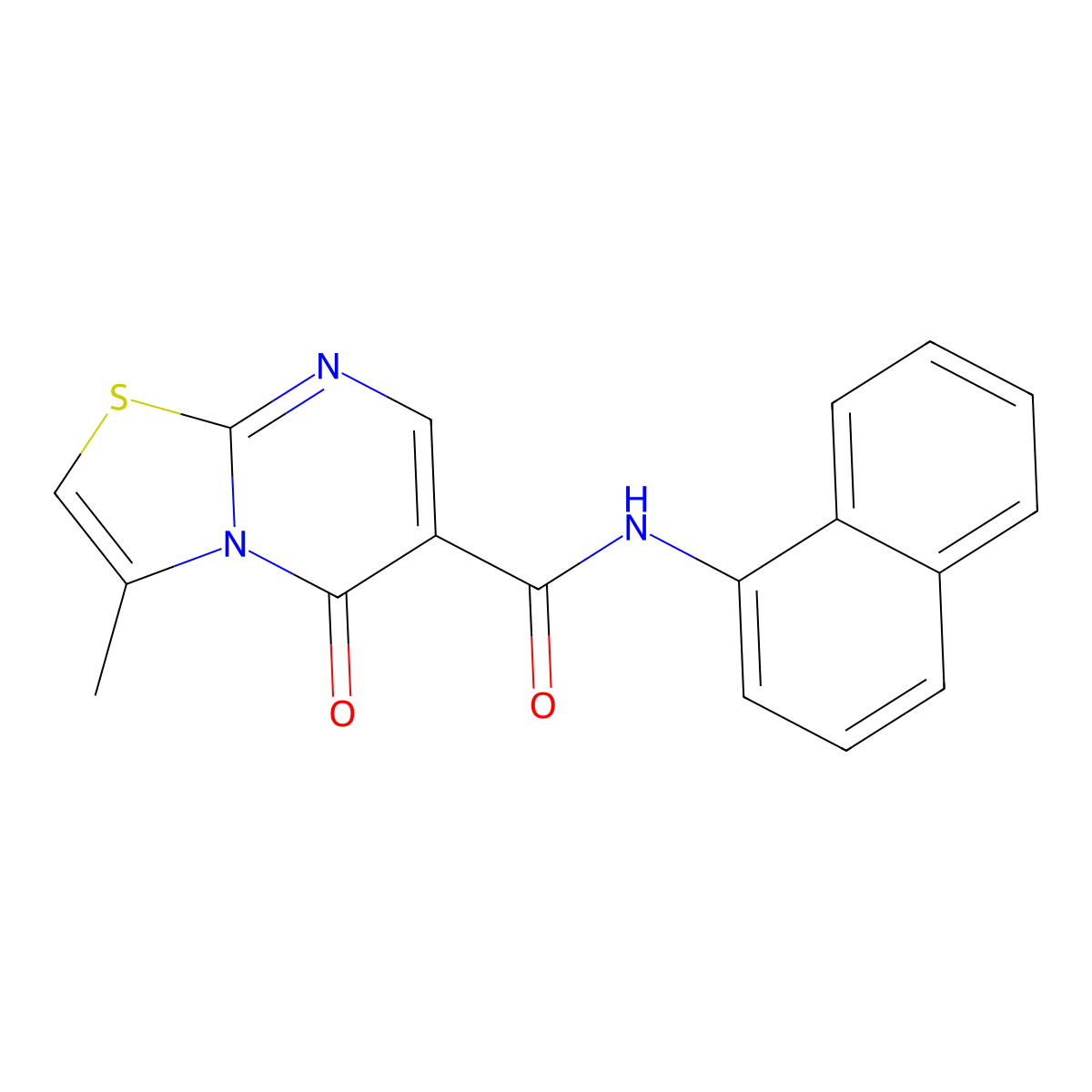 3-methyl-N-(naphthalen-1-yl)-5-oxo-5H-thiazolo[3,2-a]pyrimidine-6-carboxamide molecular structure, CAS 851945-45-4