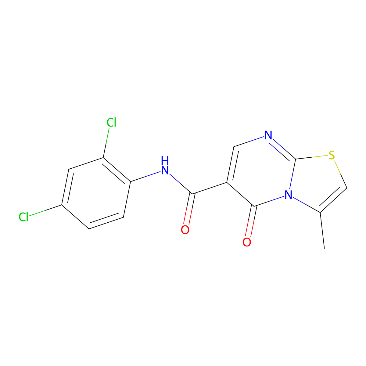 N-(2,4-dichlorophenyl)-3-methyl-5-oxo-5H-thiazolo[3,2-a]pyrimidine-6-carboxamide molecular structure, CAS 851945-48-7