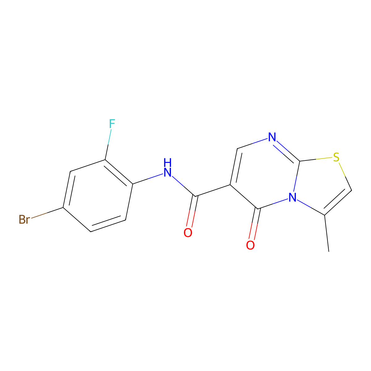 N-(4-bromo-2-fluorophenyl)-3-methyl-5-oxo-5H-[1,3]thiazolo[3,2-a]pyrimidine-6-carboxamide molecular structure, CAS 851945-59-0