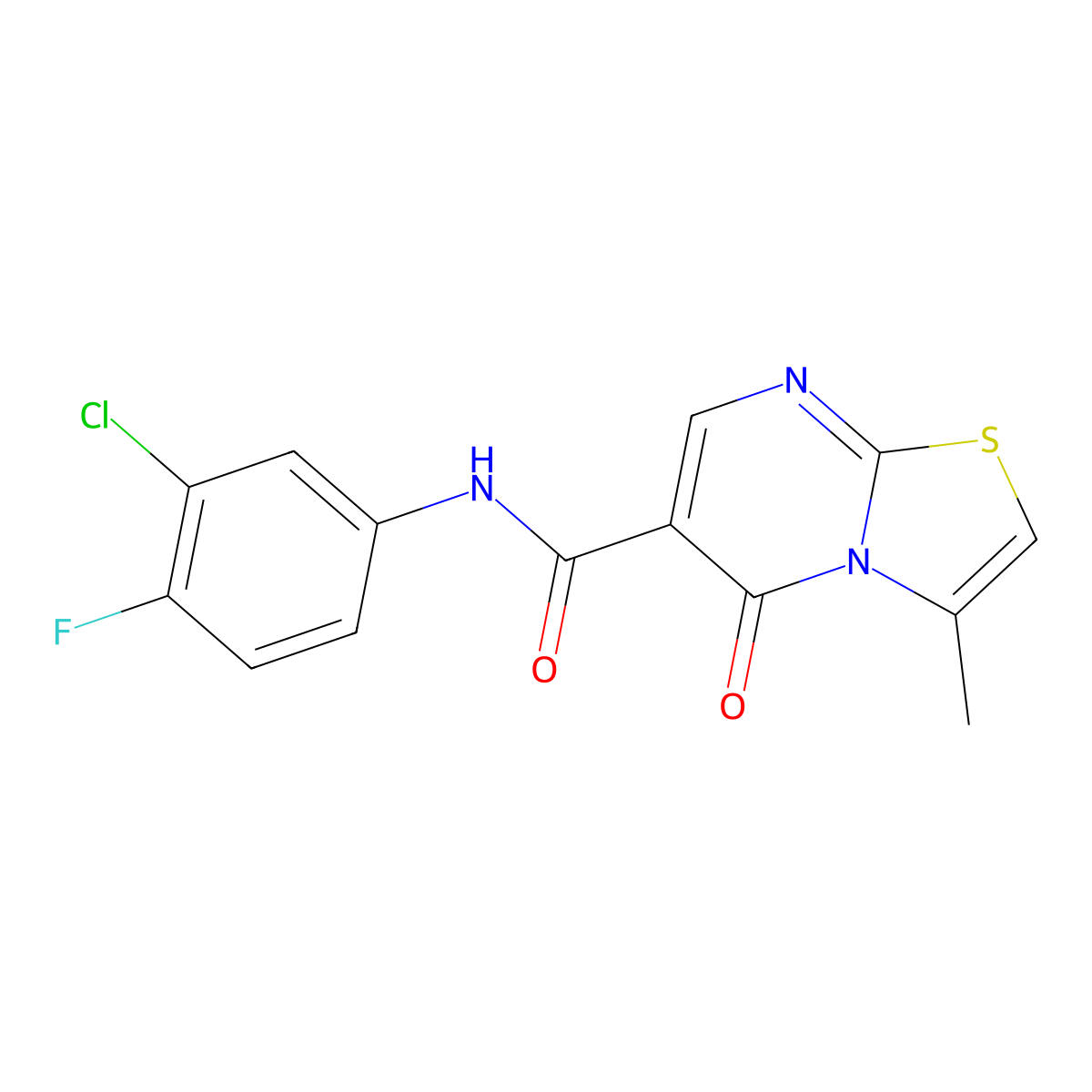 N-(3-chloro-4-fluorophenyl)-3-methyl-5-oxo-5H-thiazolo[3,2-a]pyrimidine-6-carboxamide molecular structure, CAS 851945-61-4