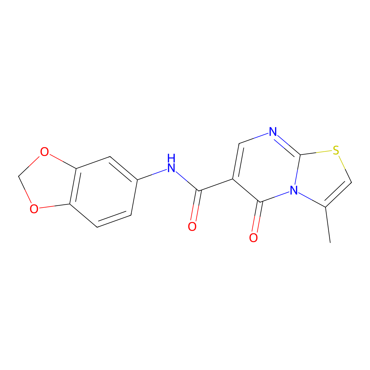 N-(benzo[d][1,3]dioxol-5-yl)-3-methyl-5-oxo-5H-thiazolo[3,2-a]pyrimidine-6-carboxamide molecular structure, CAS 851945-78-3