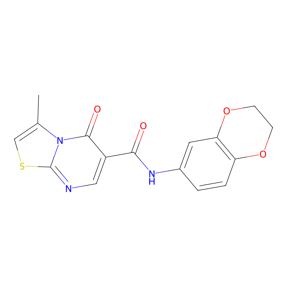 N-(2,3-dihydro-1,4-benzodioxin-6-yl)-3-methyl-5-oxo-[1,3]thiazolo[3,2-a]pyrimidine-6-carboxamide molecular structure, CAS 851945-79-4