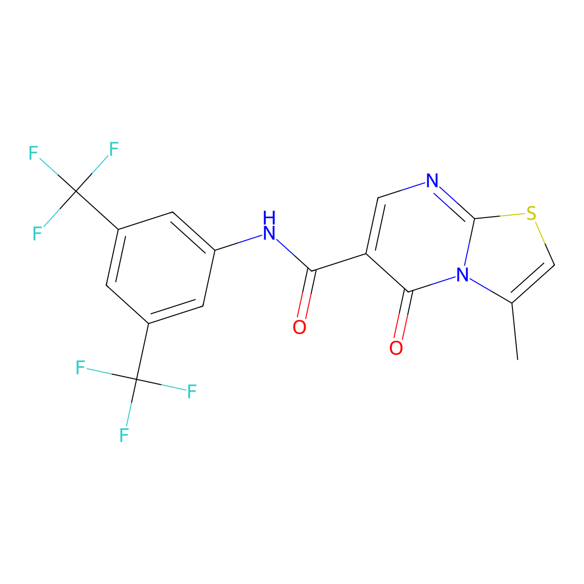 N-(3,5-bis(trifluoromethyl)phenyl)-3-methyl-5-oxo-5H-thiazolo[3,2-a]pyrimidine-6-carboxamide molecular structure, CAS 851945-81-8