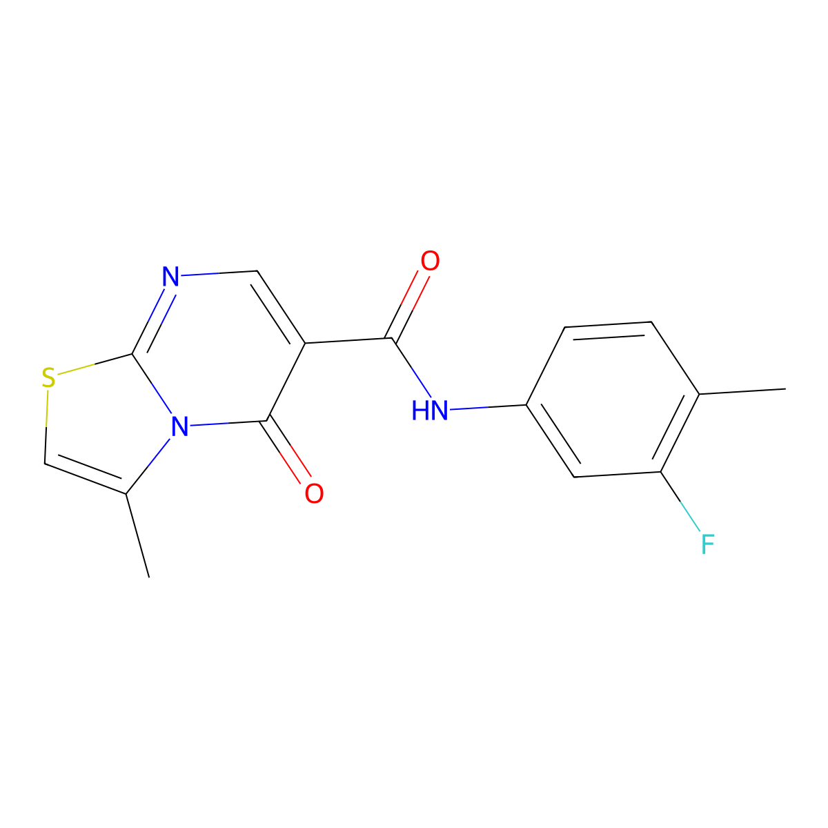 N-(3-fluoro-4-methylphenyl)-3-methyl-5-oxo-5H-[1,3]thiazolo[3,2-a]pyrimidine-6-carboxamide molecular structure, CAS 851945-86-3