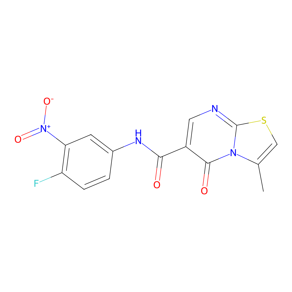 N-(4-fluoro-3-nitrophenyl)-3-methyl-5-oxo-5H-thiazolo[3,2-a]pyrimidine-6-carboxamide molecular structure, CAS 851945-88-5