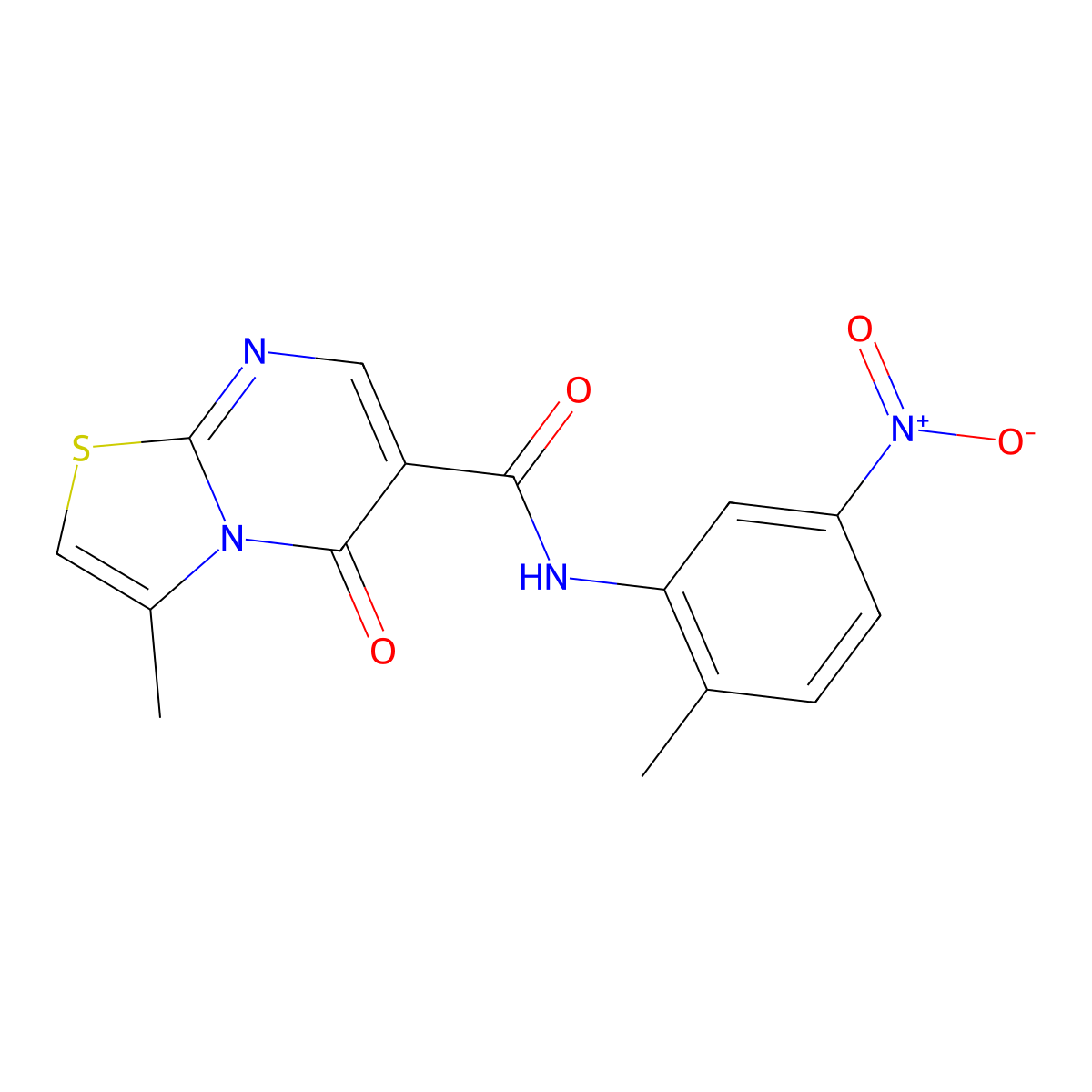 3-methyl-N-(2-methyl-5-nitrophenyl)-5-oxo-5H-thiazolo[3,2-a]pyrimidine-6-carboxamide molecular structure, CAS 851945-89-6