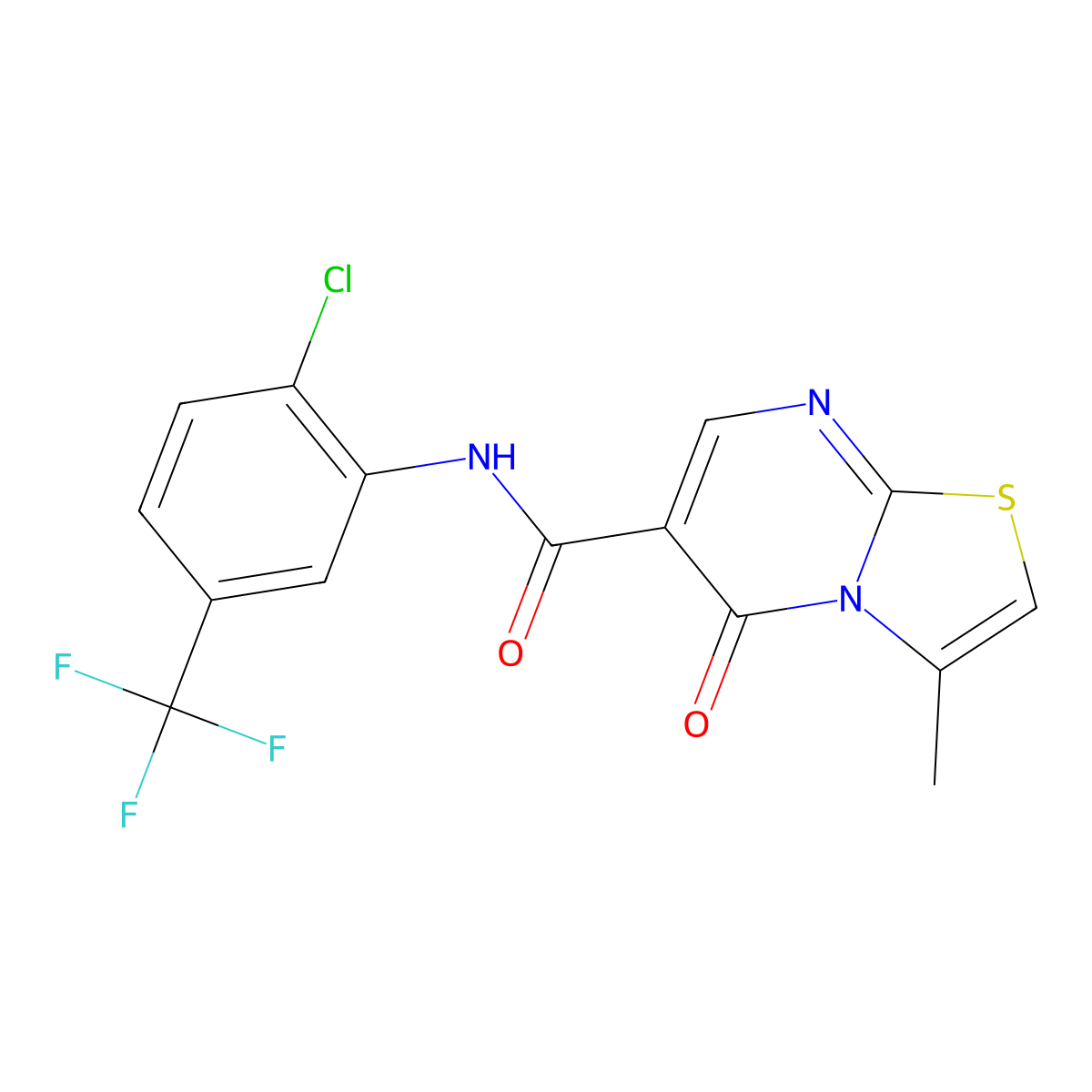 N-[2-chloro-5-(trifluoromethyl)phenyl]-3-methyl-5-oxo-5H-[1,3]thiazolo[3,2-a]pyrimidine-6-carboxamide molecular structure, CAS 851945-90-9