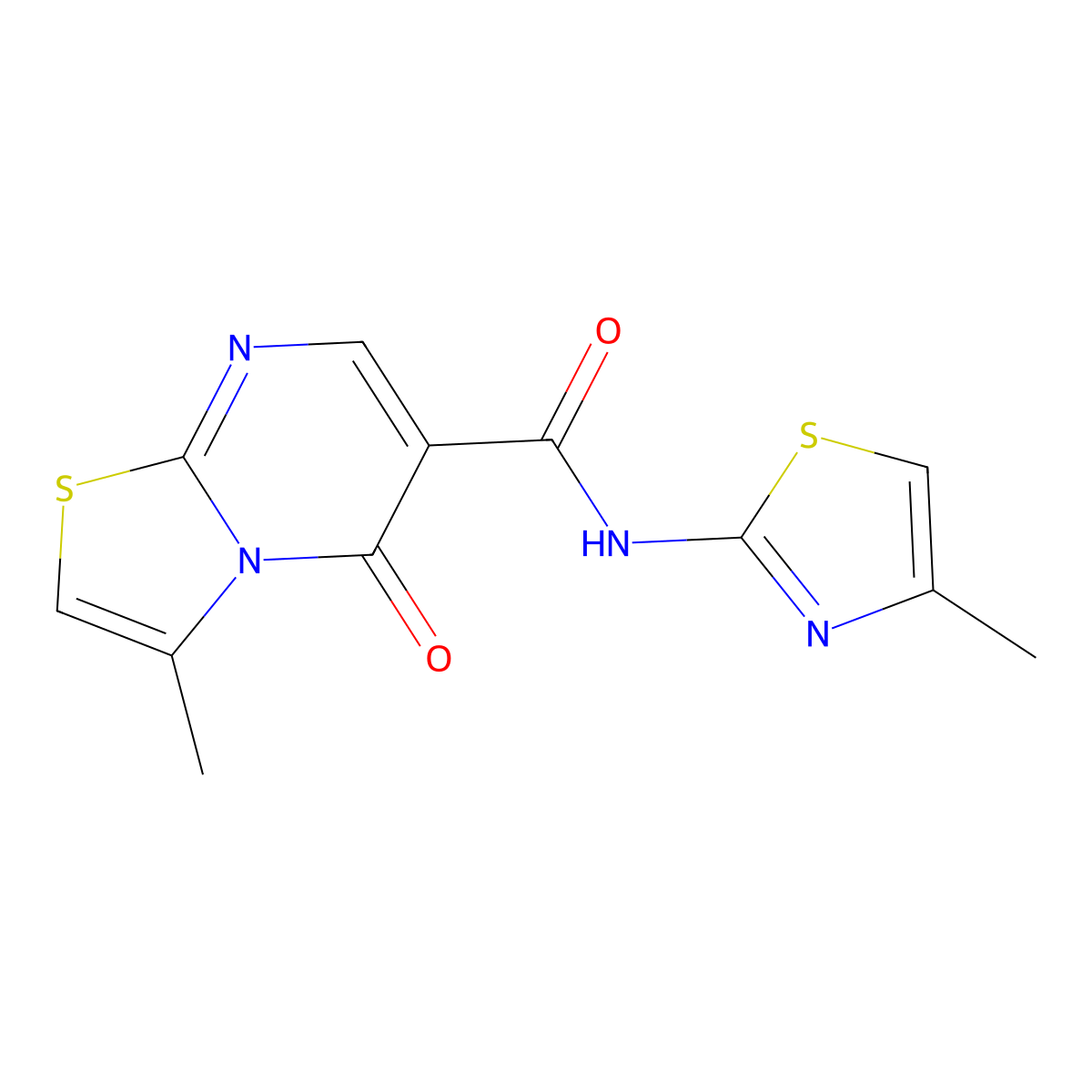 3-methyl-N-[(2Z)-4-methyl-1,3-thiazol-2(3H)-ylidene]-5-oxo-5H-[1,3]thiazolo[3,2-a]pyrimidine-6-carboxamide molecular structure, CAS 851945-95-4
