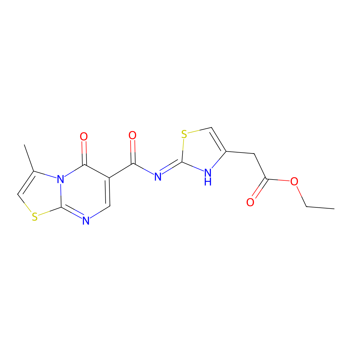 ethyl (2-{[(3-methyl-5-oxo-5H-[1,3]thiazolo[3,2-a]pyrimidin-6-yl)carbonyl]amino}-1,3-thiazol-4-yl)acetate molecular structure, CAS 851945-96-5