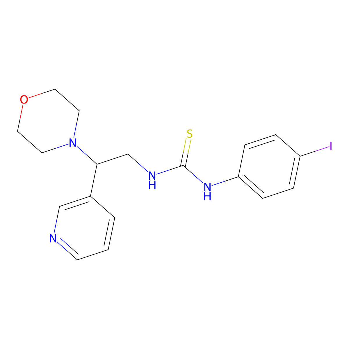 1-(4-Iodophenyl)-3-(2-morpholino-2-(pyridin-3-yl)ethyl)thiourea molecular structure, CAS 851946-40-2