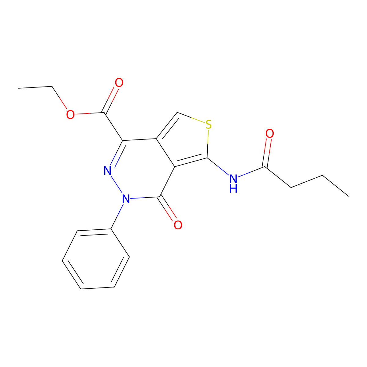 Ethyl 5-(butanoylamino)-4-oxo-3-phenylthieno[3,4-d]pyridazine-1-carboxylate molecular structure, CAS 851946-71-9