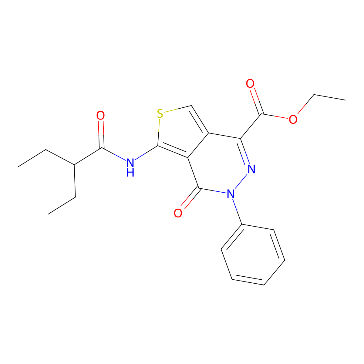Ethyl 5-(2-ethylbutanoylamino)-4-oxo-3-phenylthieno[3,4-d]pyridazine-1-carboxylate molecular structure, CAS 851946-77-5