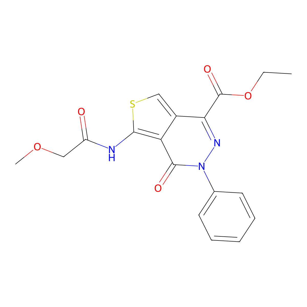 Ethyl 5-(2-methoxyacetamido)-4-oxo-3-phenyl-3,4-dihydrothieno[3,4-d]pyridazine-1-carboxylate molecular structure, CAS 851946-86-6