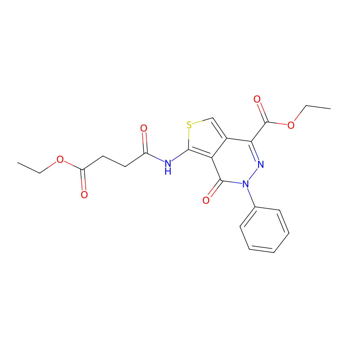 Ethyl 5-[(4-ethoxy-4-oxobutanoyl)amino]-4-oxo-3-phenylthieno[3,4-d]pyridazine-1-carboxylate molecular structure, CAS 851946-88-8