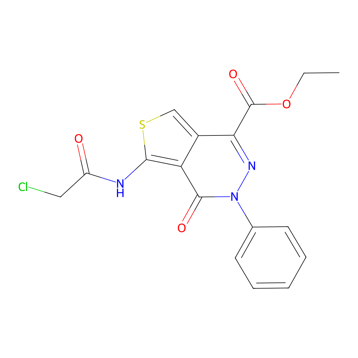 Ethyl 5-[(2-chloroacetyl)amino]-4-oxo-3-phenylthieno[3,4-d]pyridazine-1-carboxylate molecular structure, CAS 851946-89-9