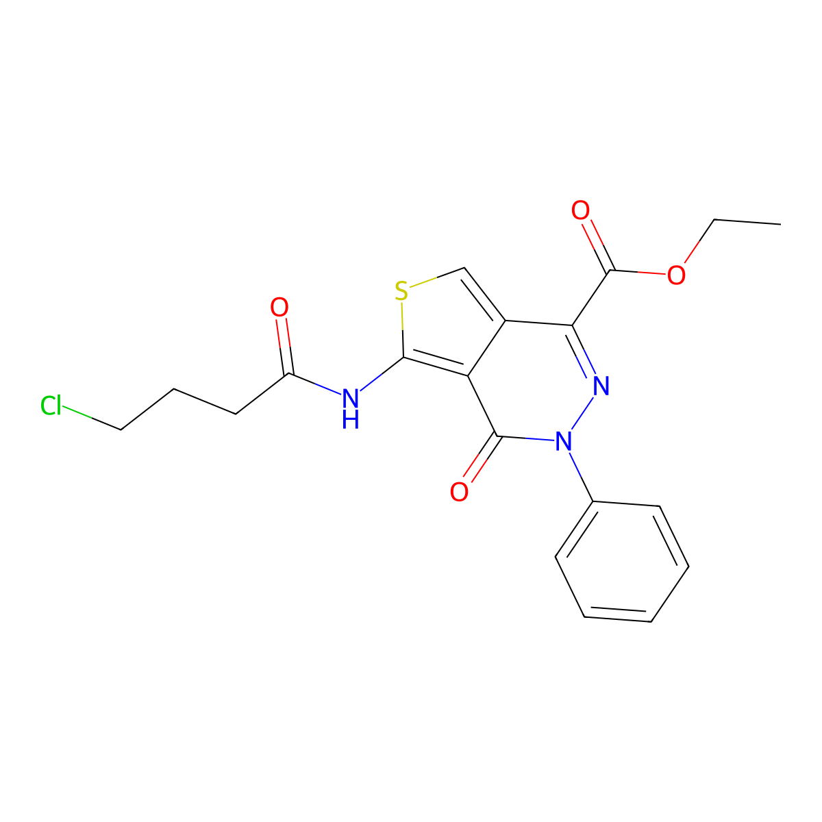 Ethyl 5-(4-chlorobutanoylamino)-4-oxo-3-phenylthieno[3,4-d]pyridazine-1-carboxylate molecular structure, CAS 851946-91-3