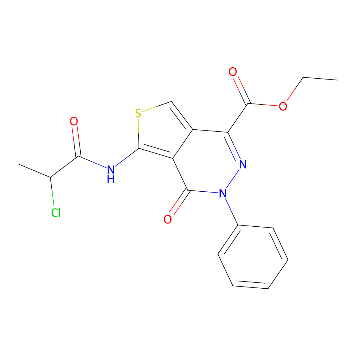 Ethyl 5-(2-chloropropanoylamino)-4-oxo-3-phenylthieno[3,4-d]pyridazine-1-carboxylate molecular structure, CAS 851946-92-4