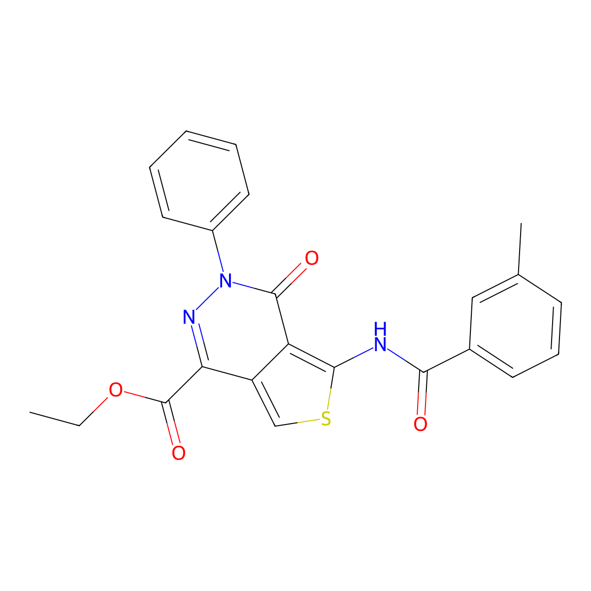 Ethyl 5-(3-methylbenzamido)-4-oxo-3-phenyl-3,4-dihydrothieno[3,4-d]pyridazine-1-carboxylate molecular structure, CAS 851946-95-7