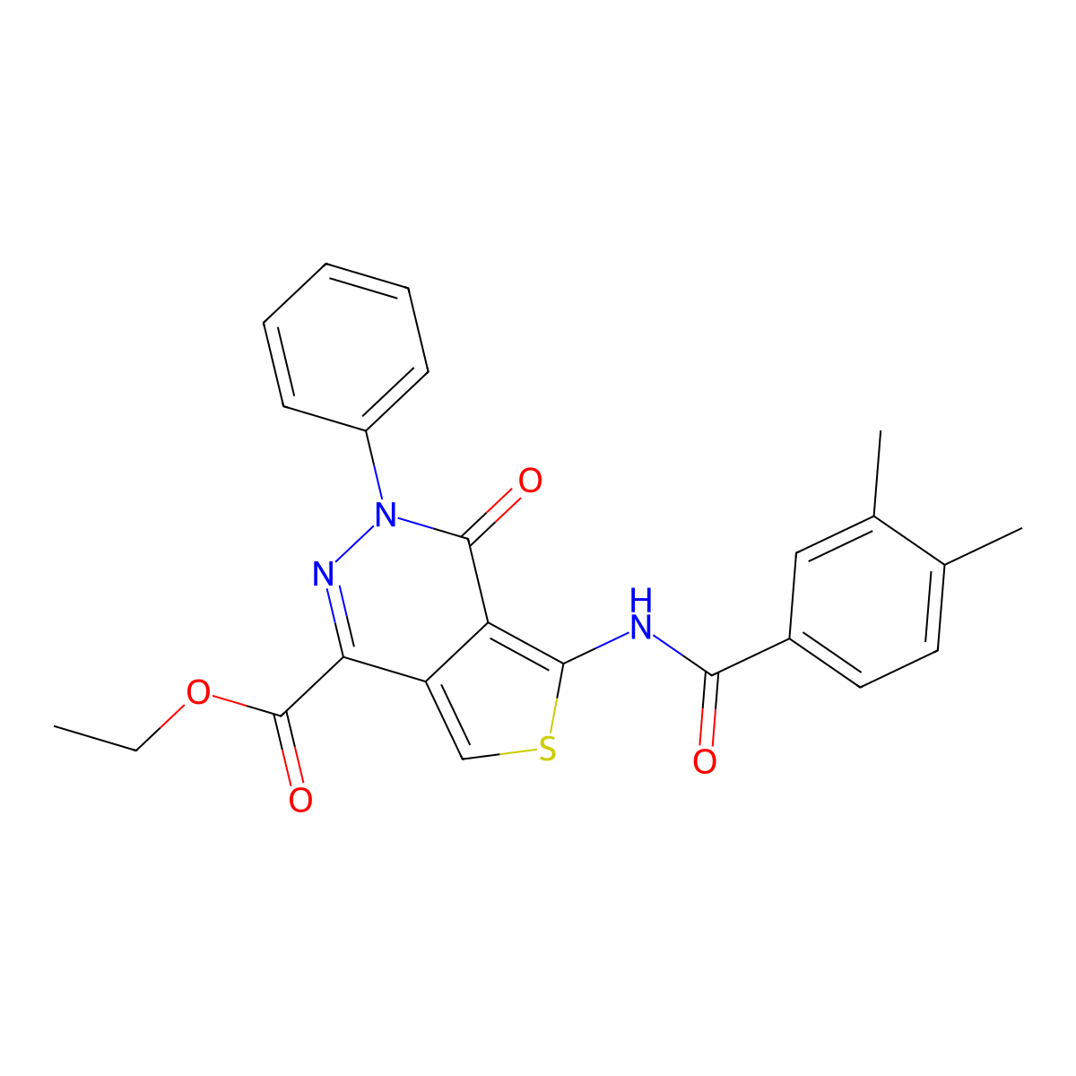Ethyl 5-(3,4-dimethylbenzamido)-4-oxo-3-phenyl-3,4-dihydrothieno[3,4-d]pyridazine-1-carboxylate molecular structure, CAS 851946-98-0