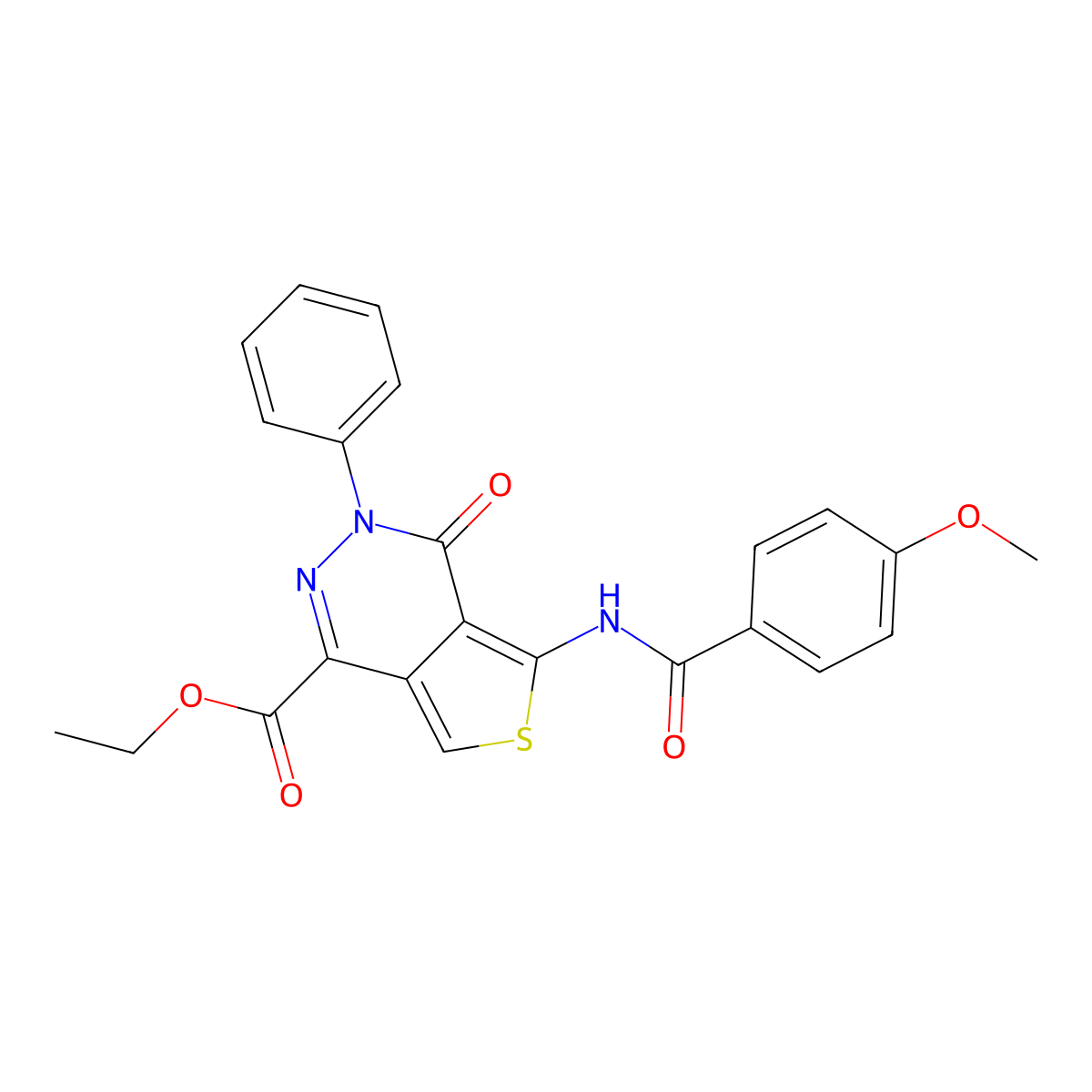 Ethyl 5-(4-methoxybenzamido)-4-oxo-3-phenyl-3,4-dihydrothieno[3,4-d]pyridazine-1-carboxylate molecular structure, CAS 851947-02-9