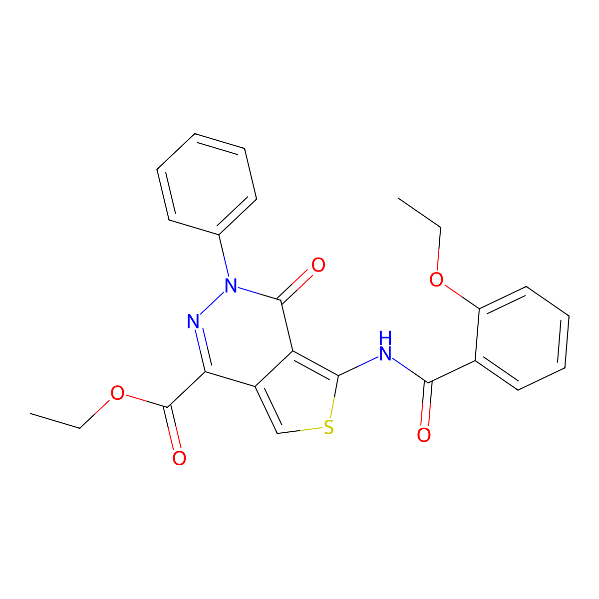 Ethyl 5-(2-ethoxybenzamido)-4-oxo-3-phenyl-3,4-dihydrothieno[3,4-d]pyridazine-1-carboxylate molecular structure, CAS 851947-03-0