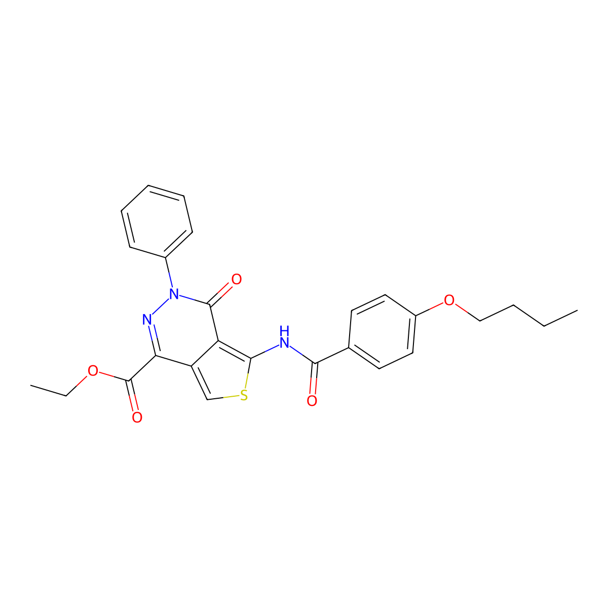Ethyl 5-(4-butoxybenzamido)-4-oxo-3-phenyl-3,4-dihydrothieno[3,4-d]pyridazine-1-carboxylate molecular structure, CAS 851947-06-3