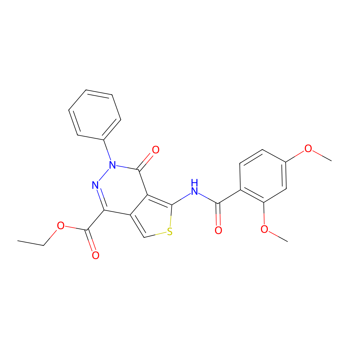 Ethyl 5-[(2,4-dimethoxybenzoyl)amino]-4-oxo-3-phenylthieno[3,4-d]pyridazine-1-carboxylate molecular structure, CAS 851947-07-4