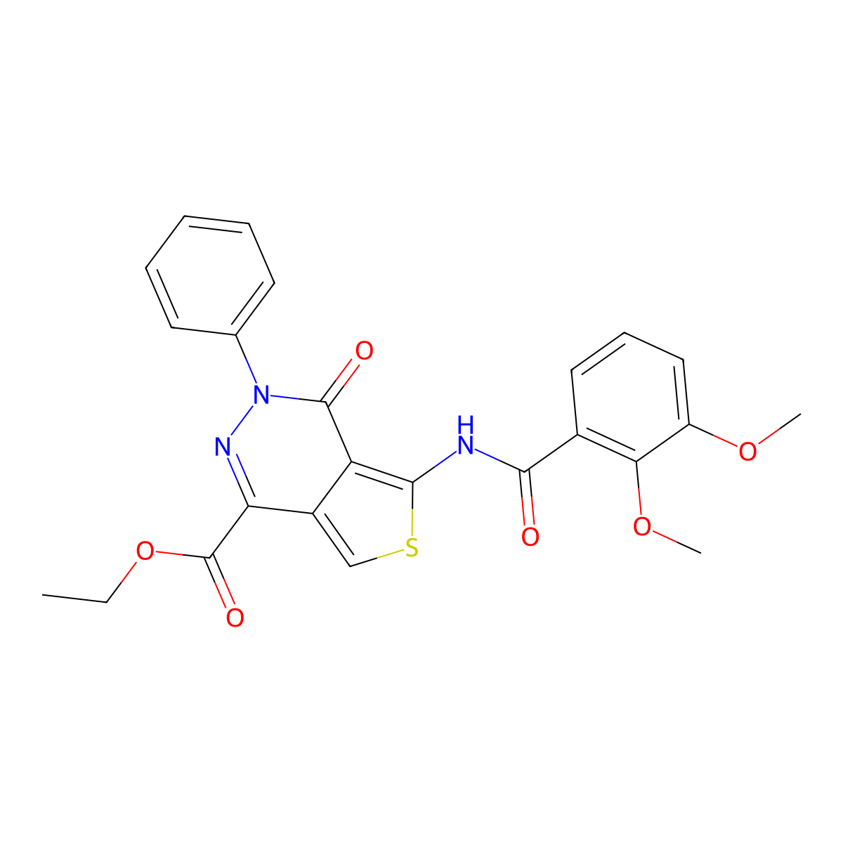 Ethyl 5-(2,3-dimethoxybenzamido)-4-oxo-3-phenyl-3,4-dihydrothieno[3,4-d]pyridazine-1-carboxylate molecular structure, CAS 851947-09-6