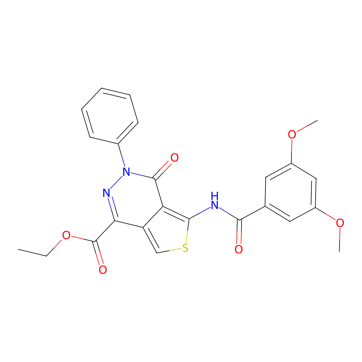 Ethyl 5-(3,5-dimethoxybenzamido)-4-oxo-3-phenyl-3,4-dihydrothieno[3,4-d]pyridazine-1-carboxylate molecular structure, CAS 851947-10-9