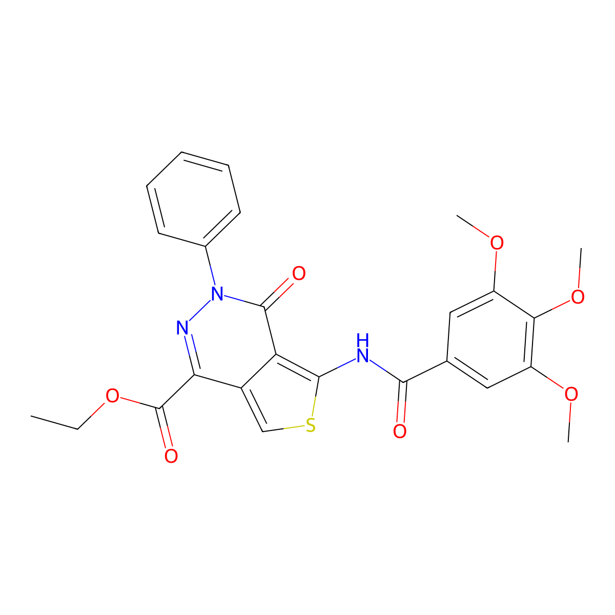 Ethyl 4-oxo-3-phenyl-5-[(3,4,5-trimethoxybenzoyl)amino]thieno[3,4-d]pyridazine-1-carboxylate molecular structure, CAS 851947-13-2
