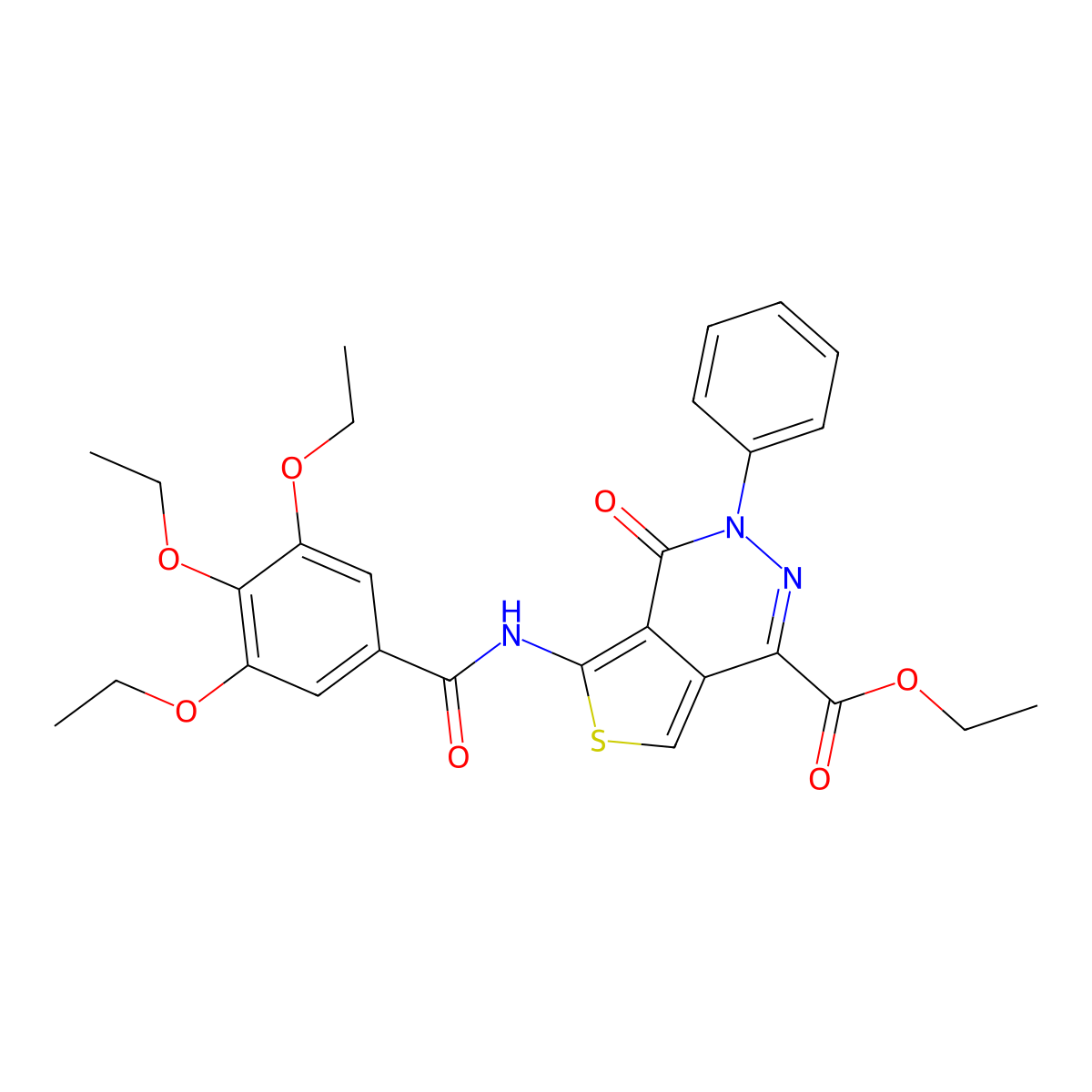 Ethyl 4-oxo-3-phenyl-5-(3,4,5-triethoxybenzamido)-3,4-dihydrothieno[3,4-d]pyridazine-1-carboxylate molecular structure, CAS 851947-14-3
