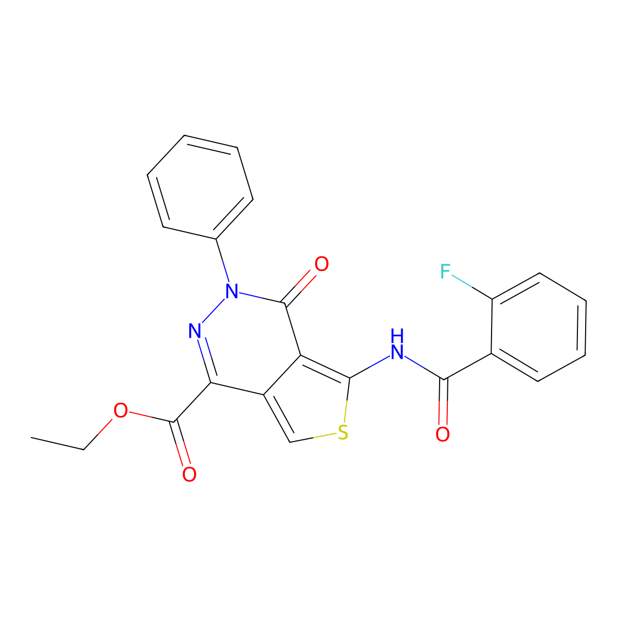 Ethyl 5-[(2-fluorobenzoyl)amino]-4-oxo-3-phenylthieno[3,4-d]pyridazine-1-carboxylate molecular structure, CAS 851947-15-4