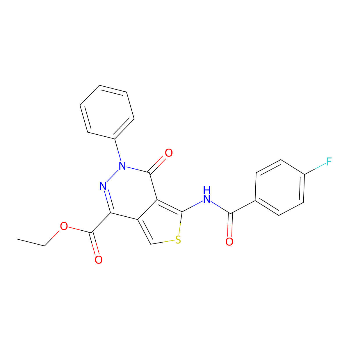Ethyl 5-[(4-fluorobenzoyl)amino]-4-oxo-3-phenylthieno[3,4-d]pyridazine-1-carboxylate molecular structure, CAS 851947-17-6