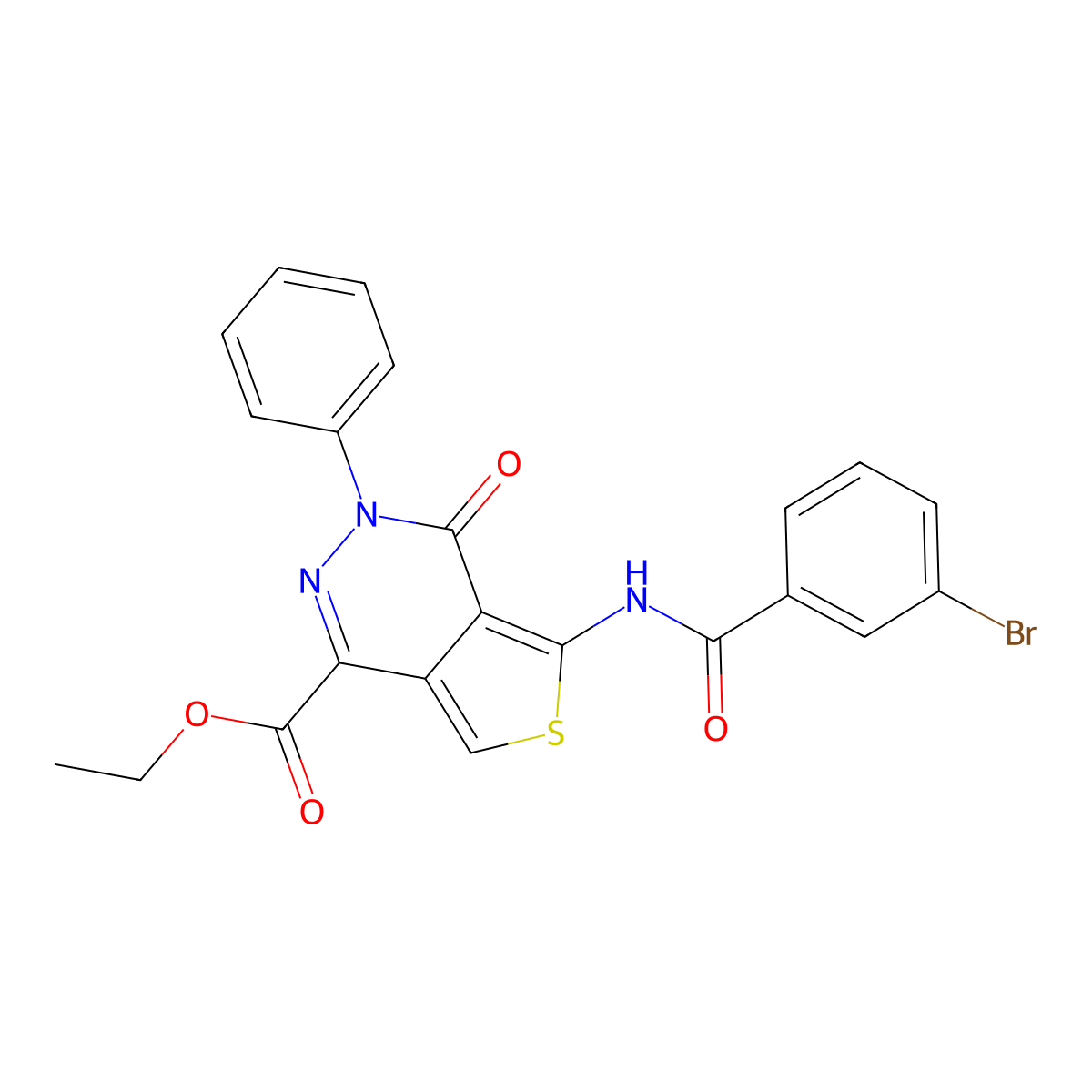 Ethyl 5-(3-bromobenzamido)-4-oxo-3-phenyl-3,4-dihydrothieno[3,4-d]pyridazine-1-carboxylate molecular structure, CAS 851947-22-3