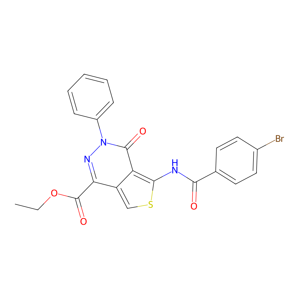 Ethyl 5-(4-bromobenzamido)-4-oxo-3-phenyl-3,4-dihydrothieno[3,4-d]pyridazine-1-carboxylate molecular structure, CAS 851947-23-4