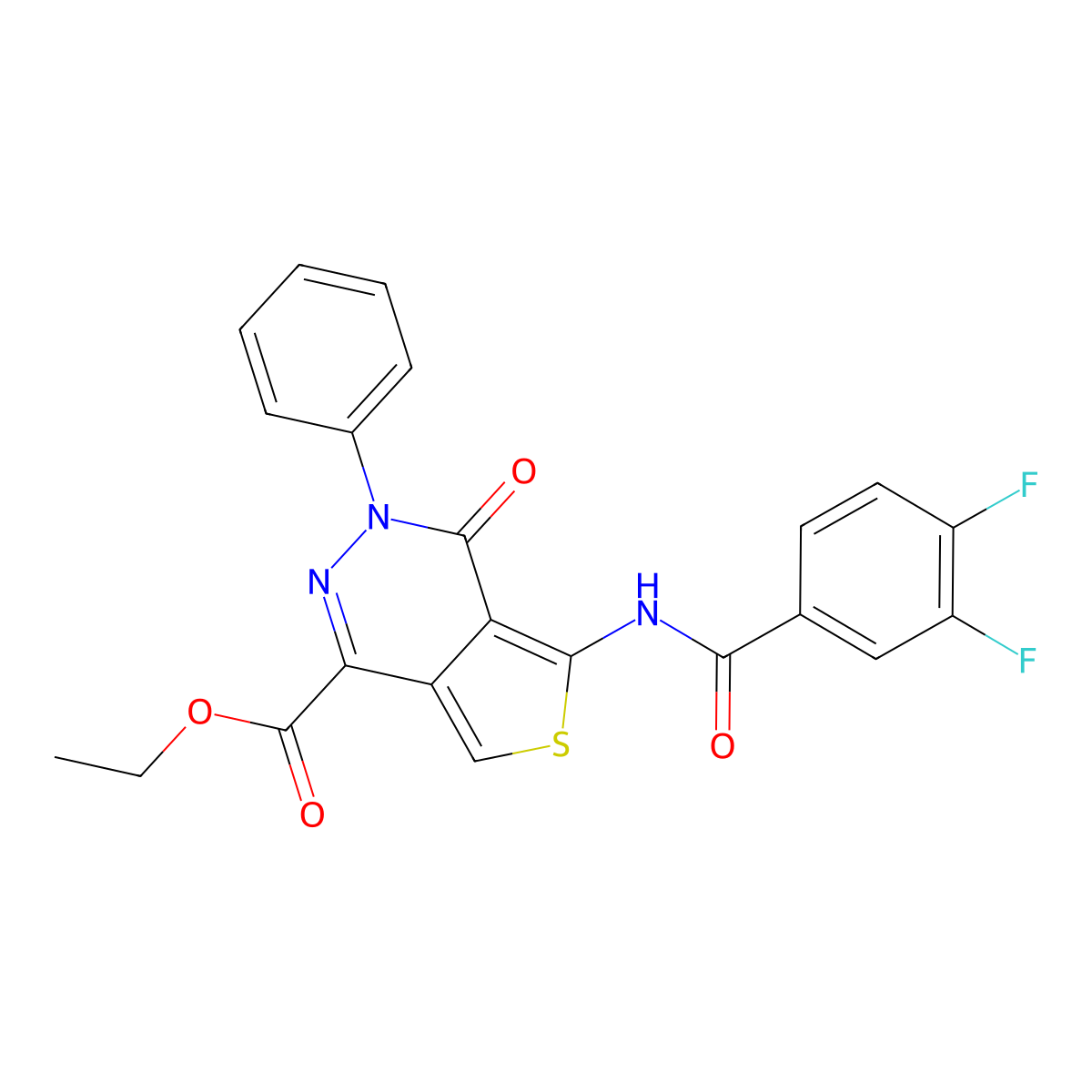Ethyl 5-[(3,4-difluorobenzoyl)amino]-4-oxo-3-phenylthieno[3,4-d]pyridazine-1-carboxylate molecular structure, CAS 851947-25-6