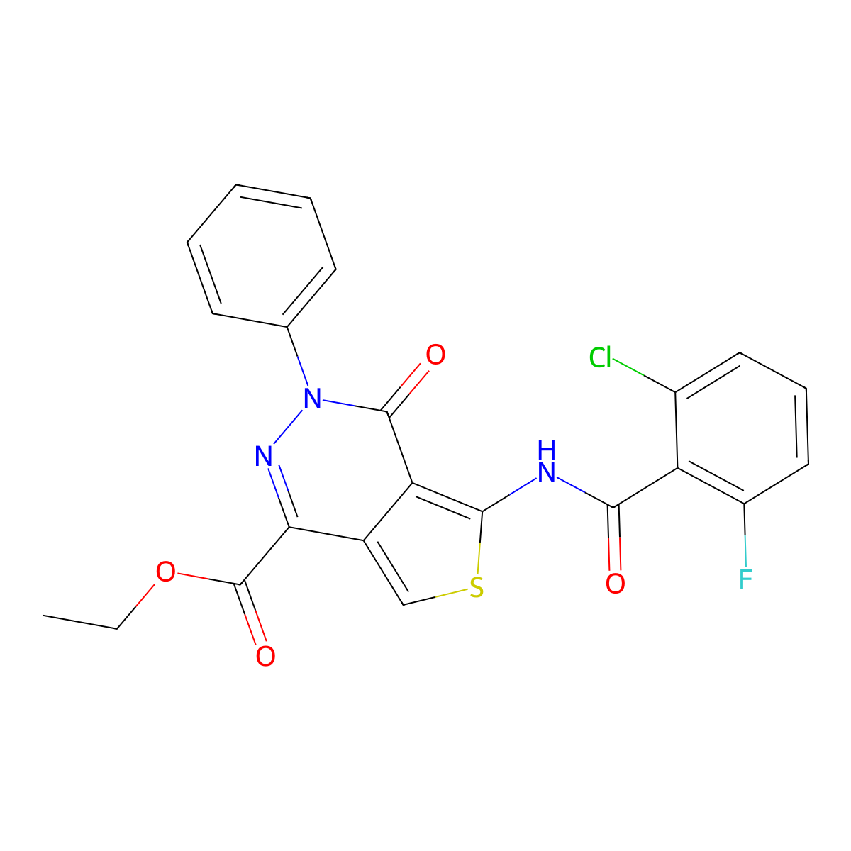 Ethyl 5-(2-chloro-6-fluorobenzamido)-4-oxo-3-phenyl-3,4-dihydrothieno[3,4-d]pyridazine-1-carboxylate molecular structure, CAS 851947-28-9