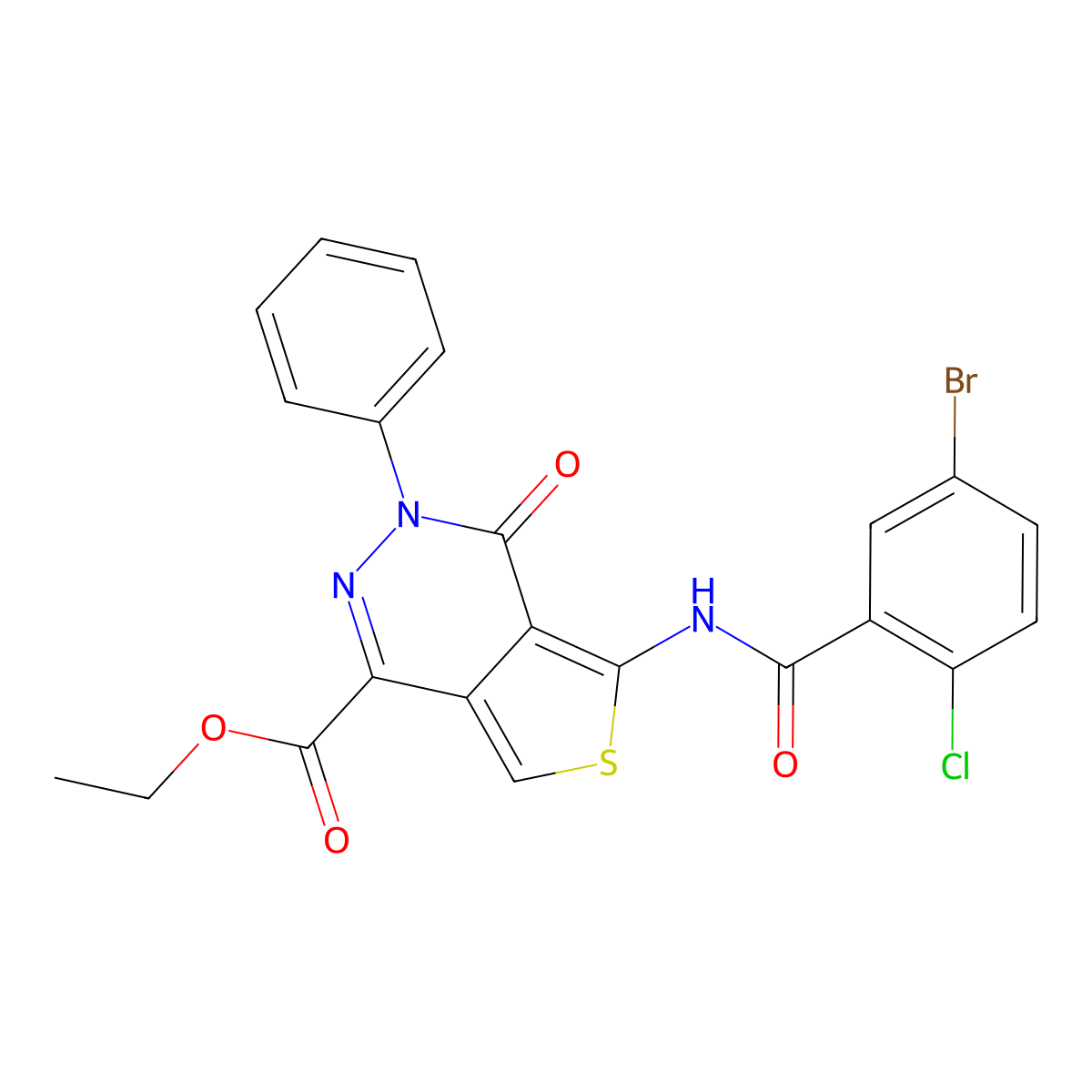 Ethyl 5-(5-bromo-2-chlorobenzamido)-4-oxo-3-phenyl-3,4-dihydrothieno[3,4-d]pyridazine-1-carboxylate molecular structure, CAS 851947-29-0
