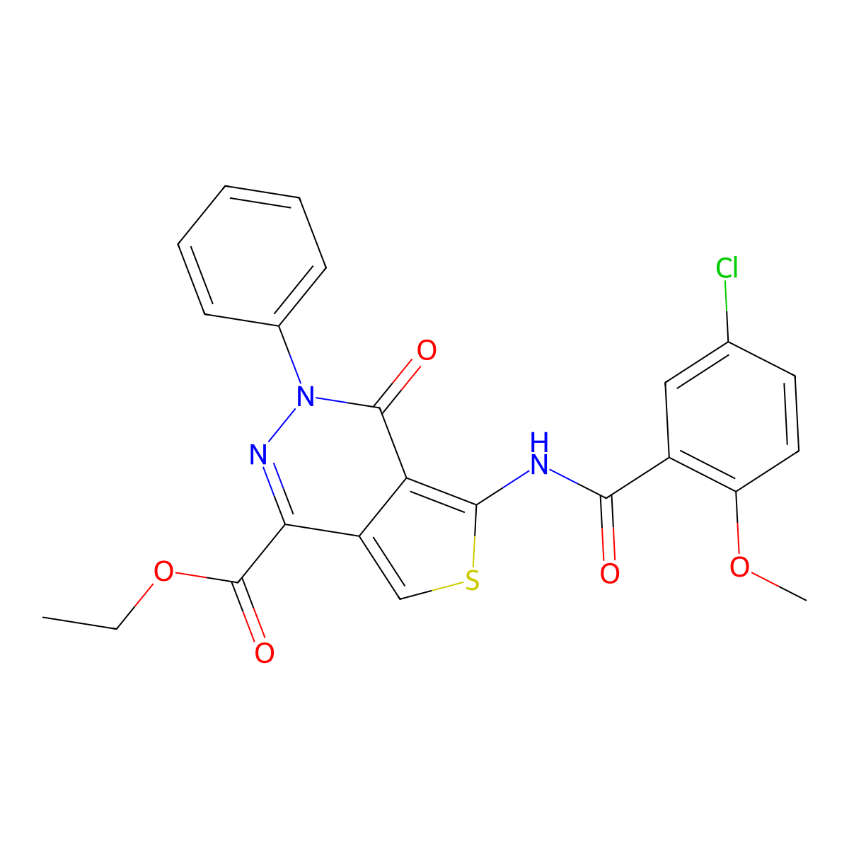 Ethyl 5-[(5-chloro-2-methoxybenzoyl)amino]-4-oxo-3-phenylthieno[3,4-d]pyridazine-1-carboxylate molecular structure, CAS 851947-30-3