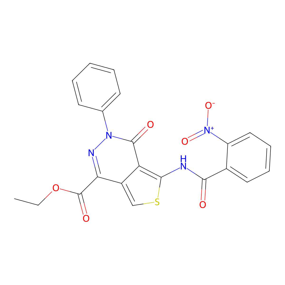 Ethyl 5-(2-nitrobenzamido)-4-oxo-3-phenyl-3,4-dihydrothieno[3,4-d]pyridazine-1-carboxylate molecular structure, CAS 851947-31-4