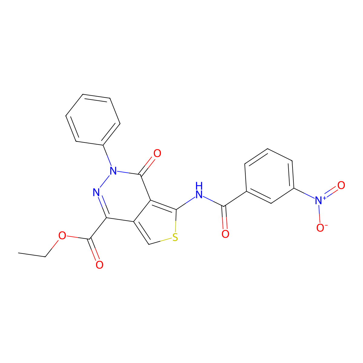 Ethyl 5-(3-nitrobenzamido)-4-oxo-3-phenyl-3,4-dihydrothieno[3,4-d]pyridazine-1-carboxylate molecular structure, CAS 851947-32-5