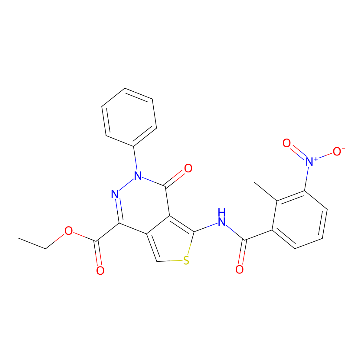 Ethyl 5-[(2-methyl-3-nitrobenzoyl)amino]-4-oxo-3-phenylthieno[3,4-d]pyridazine-1-carboxylate molecular structure, CAS 851947-34-7