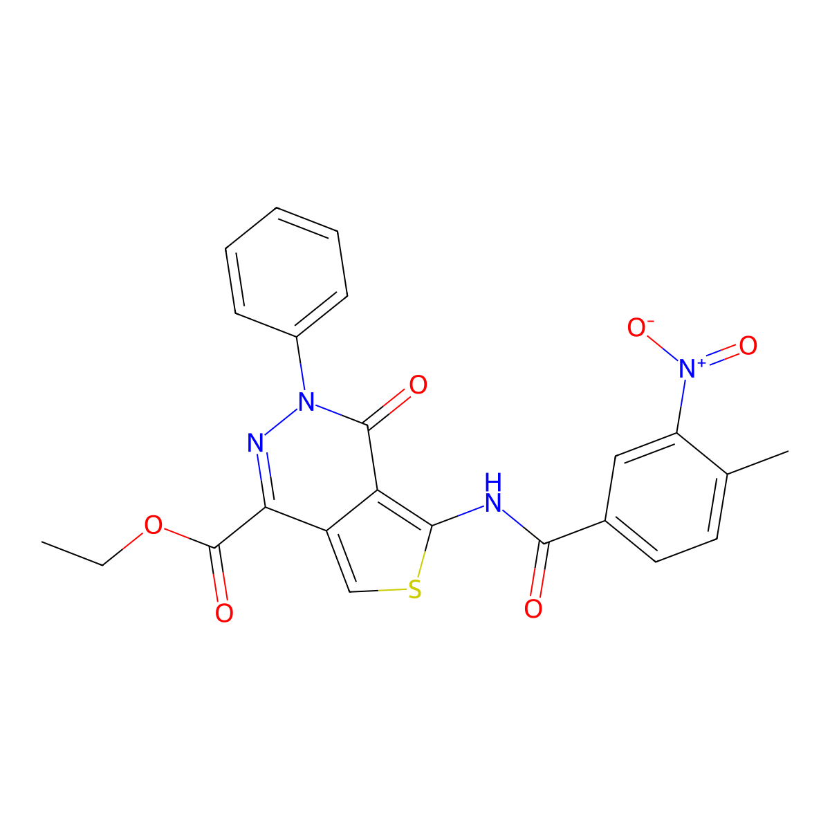 Ethyl 5-[(4-methyl-3-nitrobenzoyl)amino]-4-oxo-3-phenylthieno[3,4-d]pyridazine-1-carboxylate molecular structure, CAS 851947-35-8