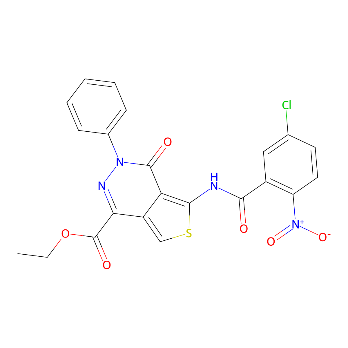 Ethyl 5-[(5-chloro-2-nitrobenzoyl)amino]-4-oxo-3-phenylthieno[3,4-d]pyridazine-1-carboxylate molecular structure, CAS 851947-36-9