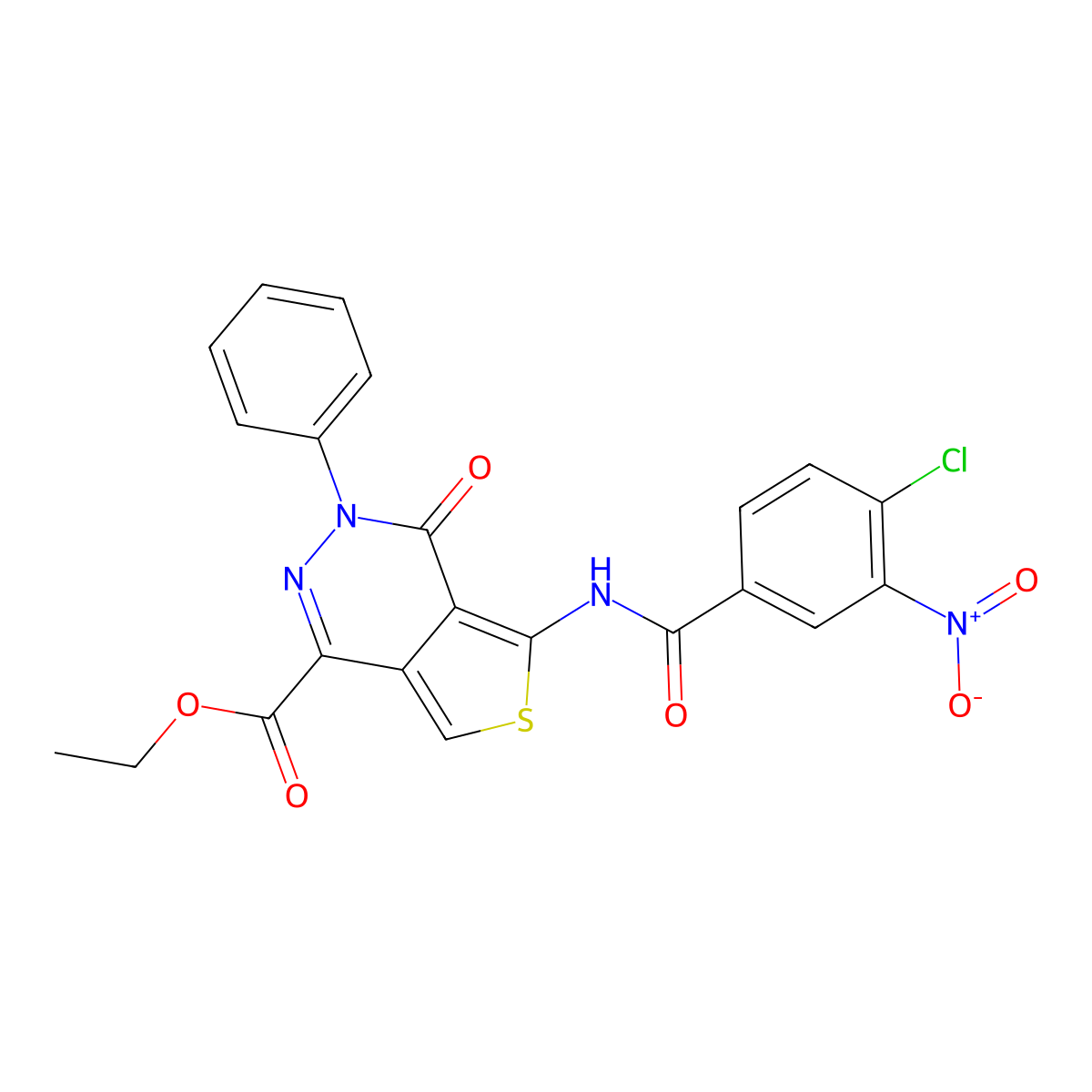 Ethyl 5-[(4-chloro-3-nitrobenzoyl)amino]-4-oxo-3-phenylthieno[3,4-d]pyridazine-1-carboxylate molecular structure, CAS 851947-38-1