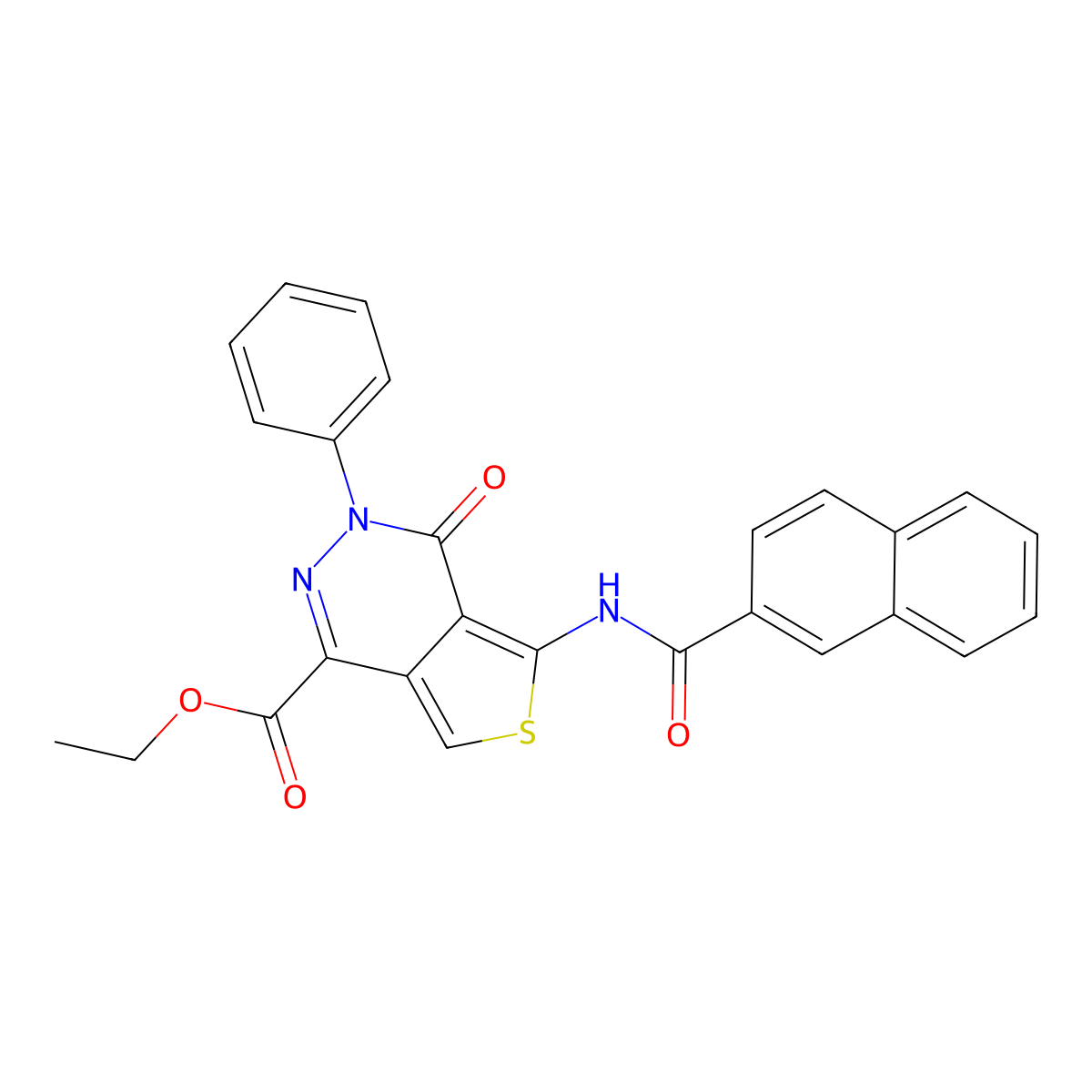 Ethyl 5-(naphthalene-2-carbonylamino)-4-oxo-3-phenylthieno[3,4-d]pyridazine-1-carboxylate molecular structure, CAS 851947-43-8