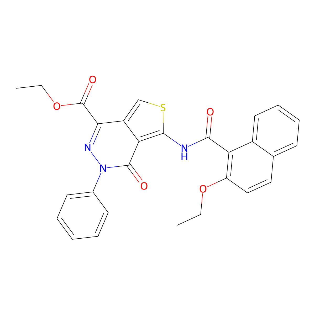 Ethyl 5-[(2-ethoxynaphthalene-1-carbonyl)amino]-4-oxo-3-phenylthieno[3,4-d]pyridazine-1-carboxylate molecular structure, CAS 851947-44-9