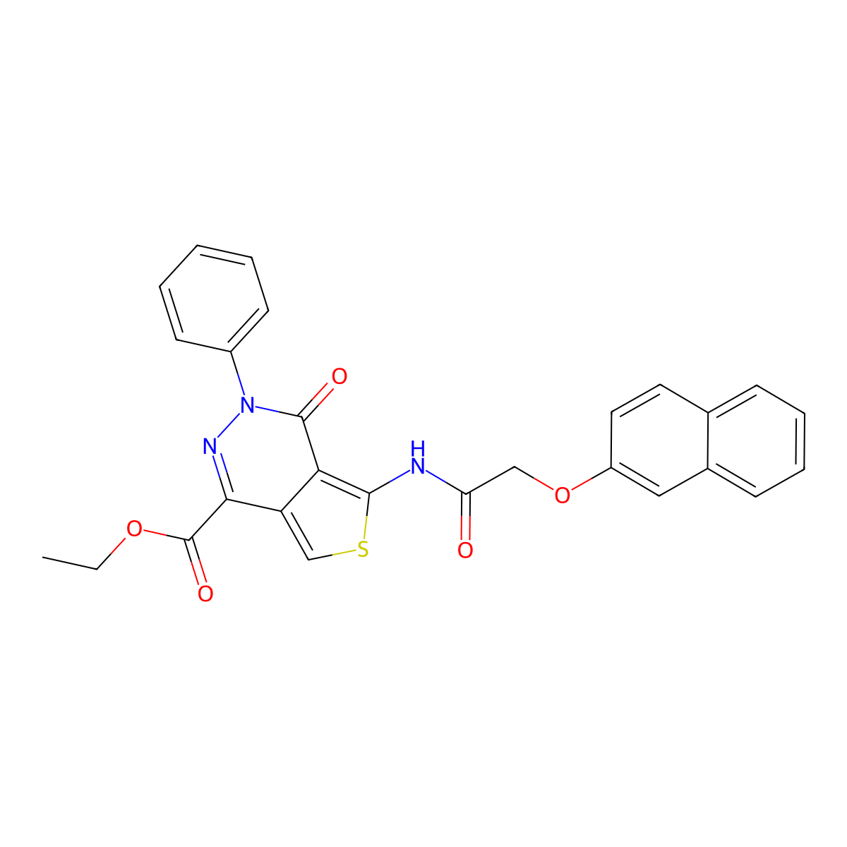 Ethyl 5-(2-(naphthalen-2-yloxy)acetamido)-4-oxo-3-phenyl-3,4-dihydrothieno[3,4-d]pyridazine-1-carboxylate molecular structure, CAS 851947-52-9