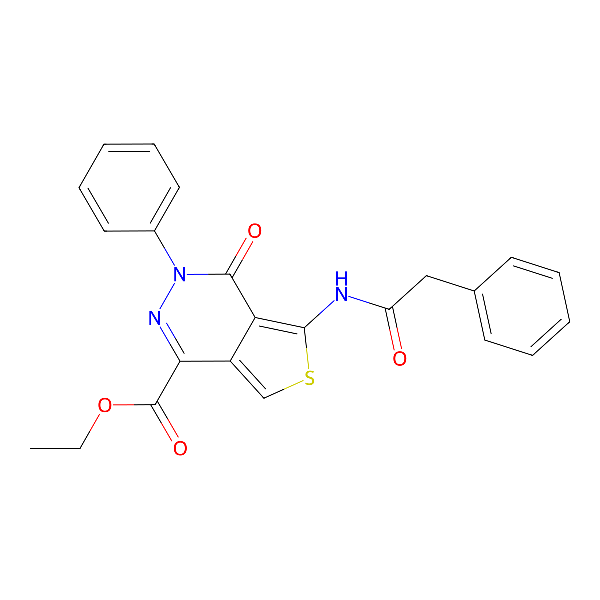 Ethyl 4-oxo-3-phenyl-5-(2-phenylacetamido)-3,4-dihydrothieno[3,4-d]pyridazine-1-carboxylate molecular structure, CAS 851947-54-1