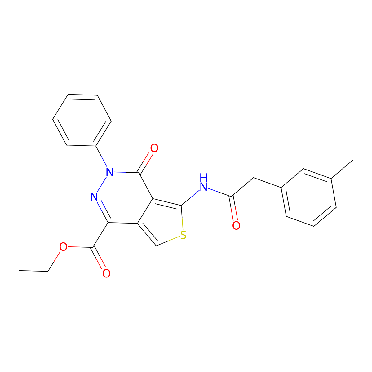 Ethyl 4-oxo-3-phenyl-5-(2-(m-tolyl)acetamido)-3,4-dihydrothieno[3,4-d]pyridazine-1-carboxylate molecular structure, CAS 851947-61-0